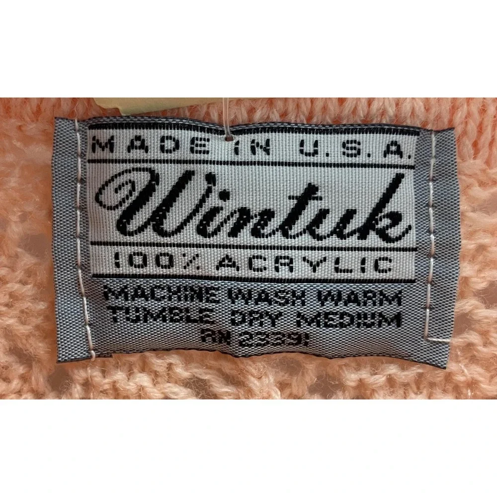 Vintage Wintuk Cardigan Sweater‎ Womens Medium Peach Button Front Made USA 90s